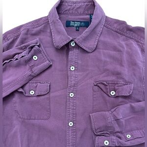 Nat Nast Long Sleeve Button Up Shirt Size Large Men’s Cranberry Color Silk ￼‎